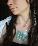 Collier inspiration amérindienne, perles de rocaille turquoise